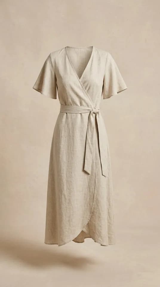 Product image: Linen Wrap Midi Dress